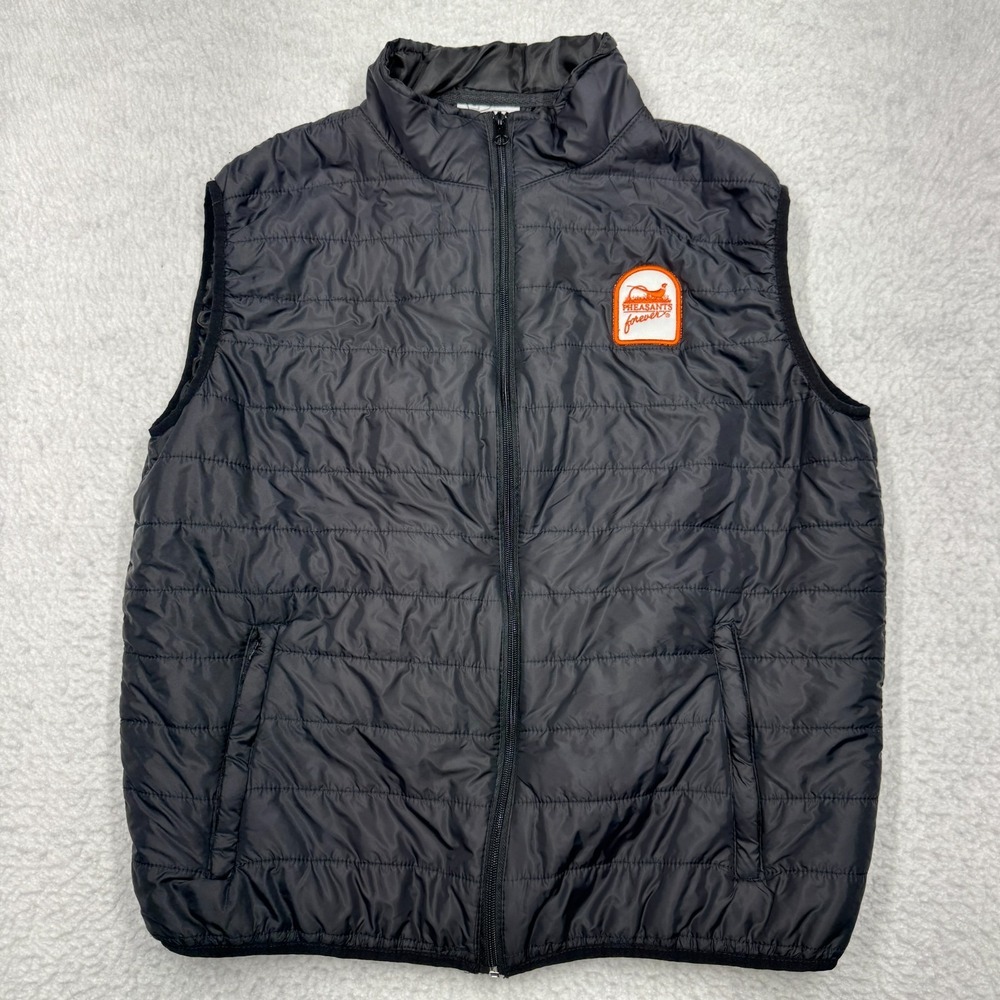 Pheasants Forever Nylon Puffer Vest Full Zip‎ Zip Pockets Logo Men's Size L